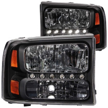 FORD F-350 Super Duty 1999-2004 Crystal Strålkastare Svarta Med LED 1st ANZO